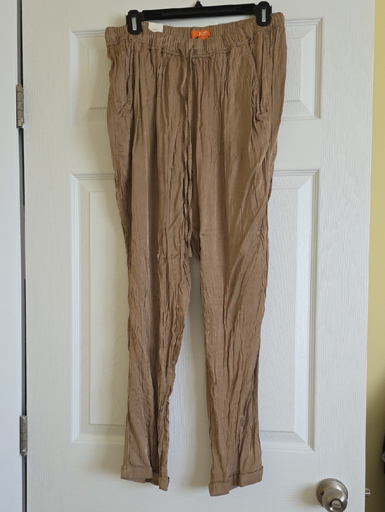 Joe Fresh Pants - Joe Fresh Light Brown Crinkle Drawstring Pants